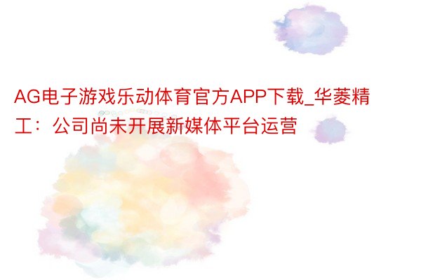 AG电子游戏乐动体育官方APP下载_华菱精工：公司尚未开展新媒体平台运营