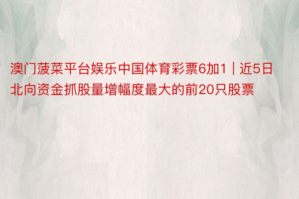 澳门菠菜平台娱乐中国体育彩票6加1 | 近5日北向资金抓股量增幅度最大的前20只股票